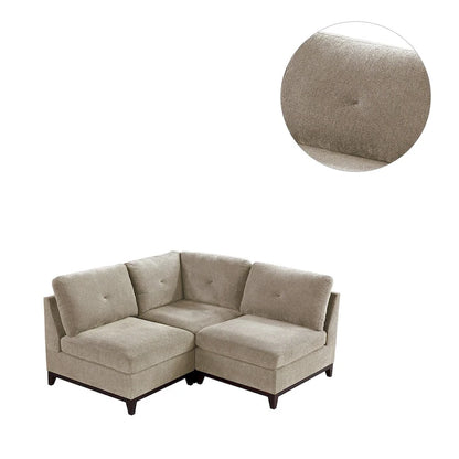3 Piece Chenille Fabric Modular Corner Sofa and Armless Chair Set