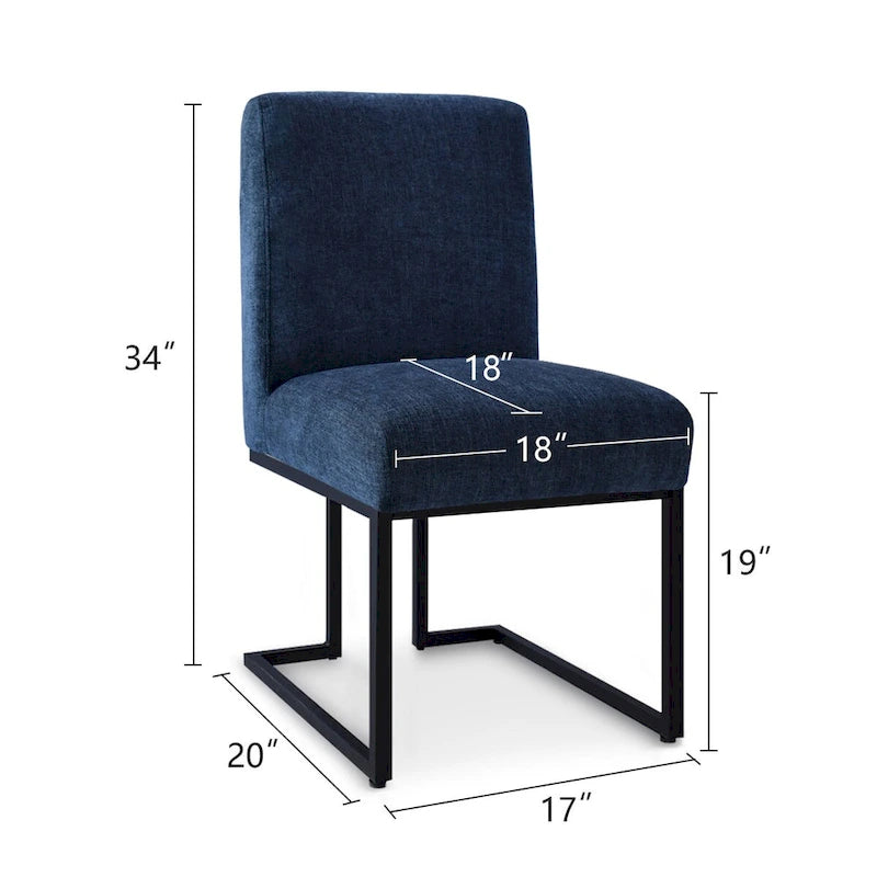 Dining Chair with Black Metal Legs (Set of 2)