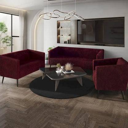 CraftPorch Corduroy Modern and Glamorous Velvet Upholstered 3-Piece Living Room Set