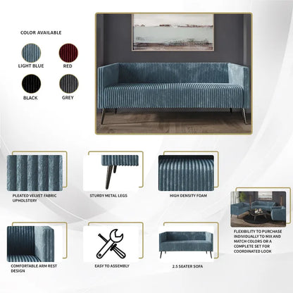 CraftPorch Corduroy Modern and Glamorous Velvet Upholstered 3-Piece Living Room Set