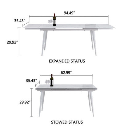 94.48 Rectangular Extendable Sintered Stone Dining Table
