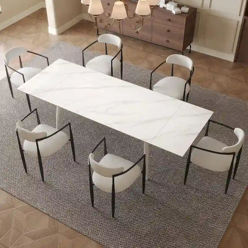 94.48 Rectangular Extendable Sintered Stone Dining Table