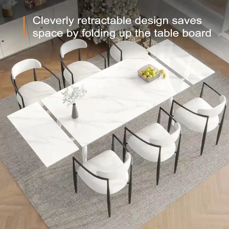 94.48 Rectangular Extendable Sintered Stone Dining Table
