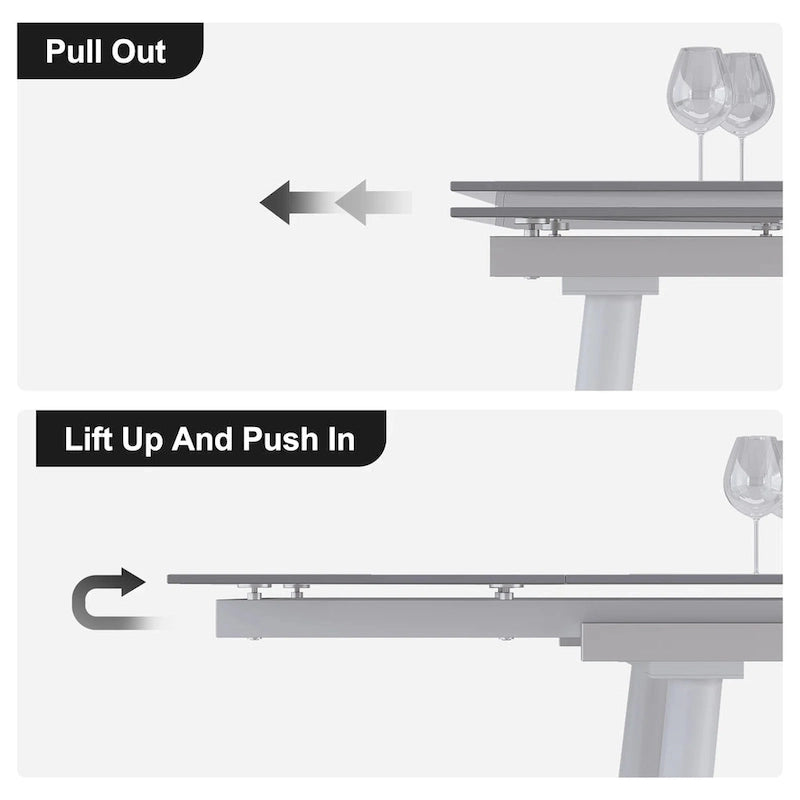 94.48 Rectangular Extendable Sintered Stone Dining Table