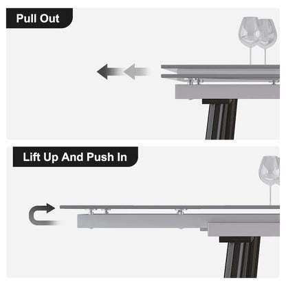 94.48 Rectangular Extendable Sintered Stone Dining Table