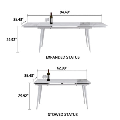 94.48 Rectangular Extendable Sintered Stone Dining Table