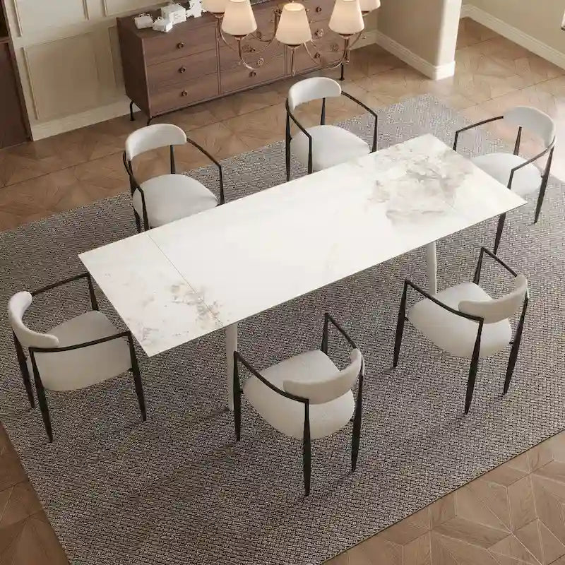 94.48 Rectangular Extendable Sintered Stone Dining Table