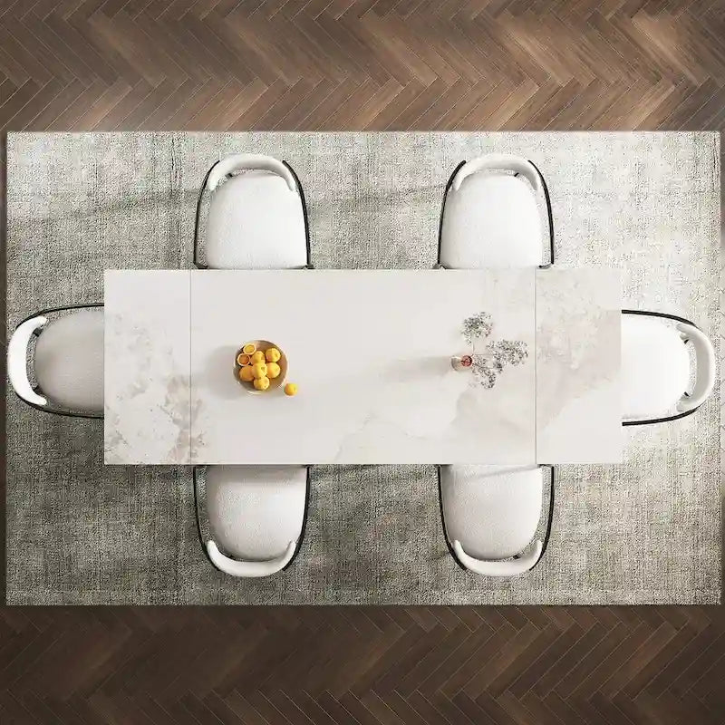 94.48 Rectangular Extendable Sintered Stone Dining Table