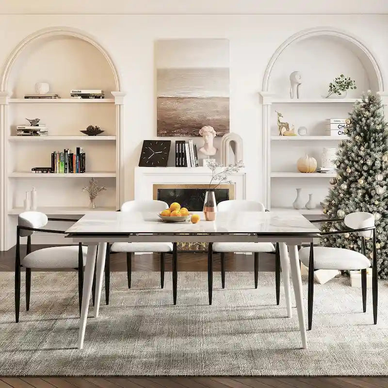 94.48 Rectangular Extendable Sintered Stone Dining Table