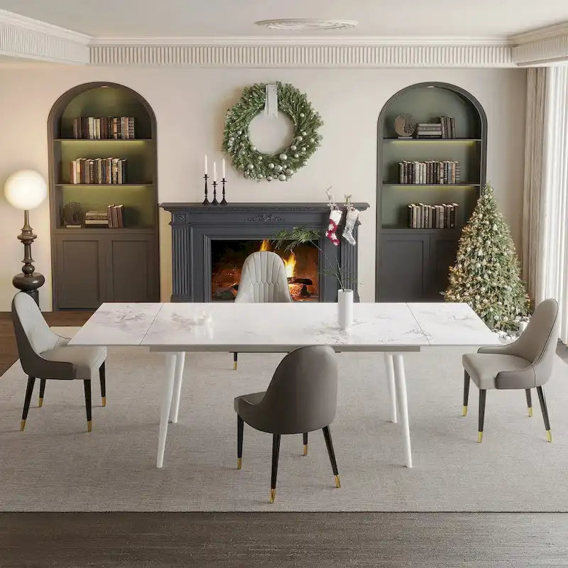 94.48 Rectangular Extendable Sintered Stone Dining Table