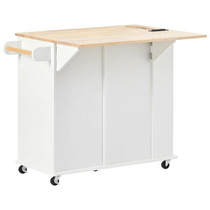 Kitchen Storage Island with Drop Leaf and Power Outlet