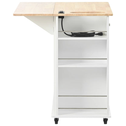 Kitchen Storage Island with Drop Leaf and Power Outlet