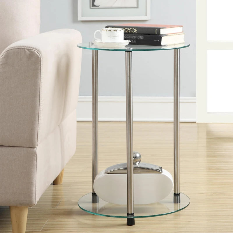 Convenience Concepts Designs2Go Classic Glass 2 Tier Round End Table