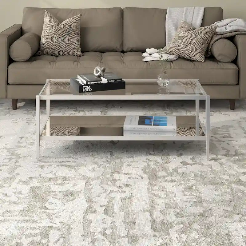 Hera 45 Wide Rectangular Coffee Table with Mirror Shelf