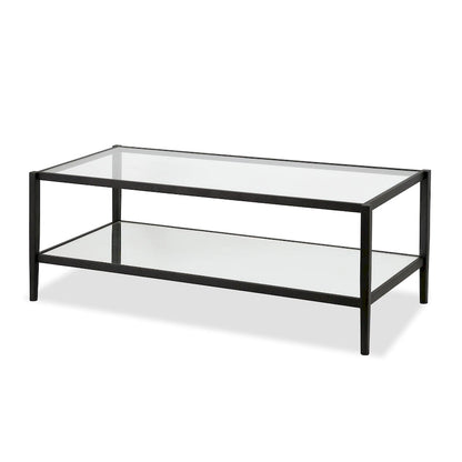 Hera 45 Wide Rectangular Coffee Table with Mirror Shelf