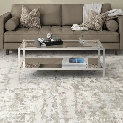 Hera 45 Wide Rectangular Coffee Table with Mirror Shelf