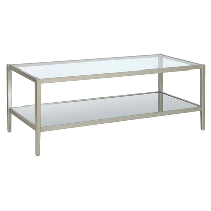 Hera 45 Wide Rectangular Coffee Table with Mirror Shelf
