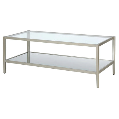 Hera 45 Wide Rectangular Coffee Table with Mirror Shelf