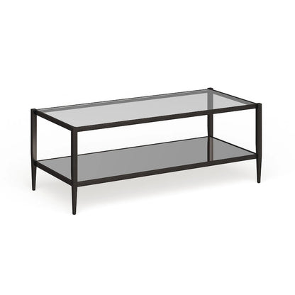 Hera 45 Wide Rectangular Coffee Table with Mirror Shelf