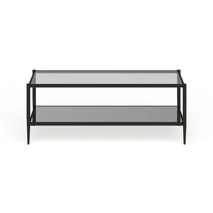 Hera 45 Wide Rectangular Coffee Table with Mirror Shelf