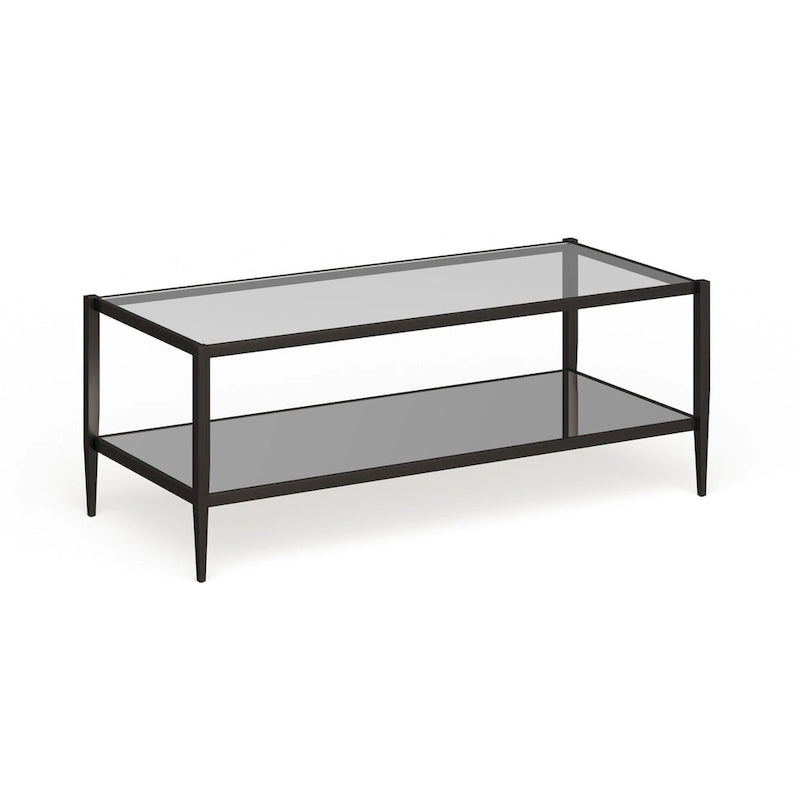Hera 45 Wide Rectangular Coffee Table with Mirror Shelf