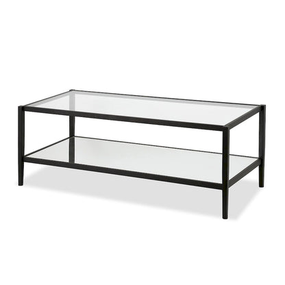 Hera 45 Wide Rectangular Coffee Table with Mirror Shelf