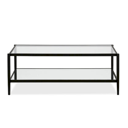 Hera 45 Wide Rectangular Coffee Table with Mirror Shelf