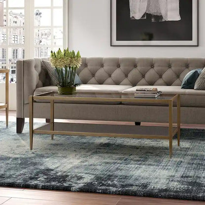 Hera 45 Wide Rectangular Coffee Table with Mirror Shelf