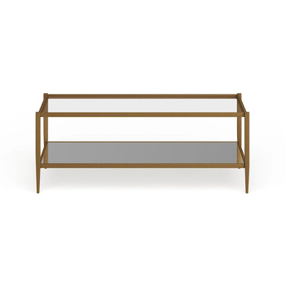 Hera 45 Wide Rectangular Coffee Table with Mirror Shelf