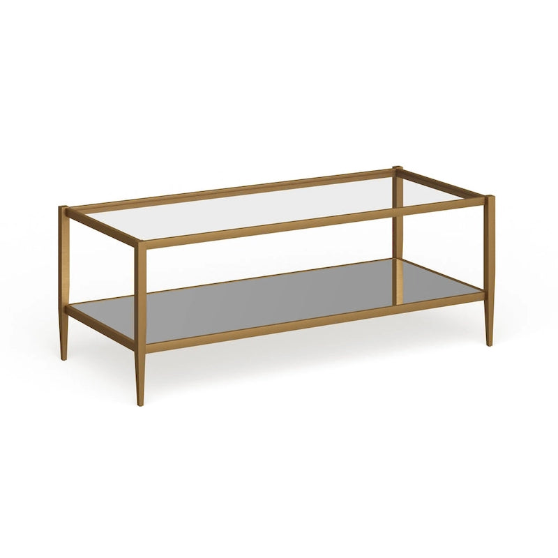 Hera 45 Wide Rectangular Coffee Table with Mirror Shelf