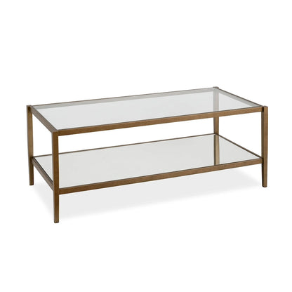 Hera 45 Wide Rectangular Coffee Table with Mirror Shelf