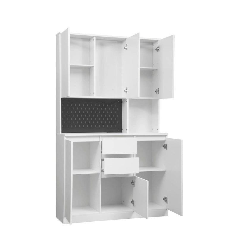 74 Freestanding Kitchen Pantry Cabinet Cupboard with 6 Doors,3 Shelves and 2 Drawer, Laundry Room Storage