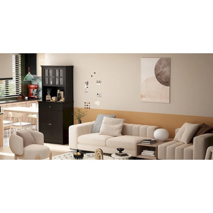 Buffet Cabinet w Hutch Kitchen Pantry Storage Cabinet White Sideboard