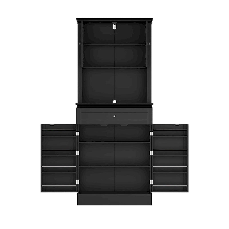 Buffet Cabinet w Hutch Kitchen Pantry Storage Cabinet White Sideboard