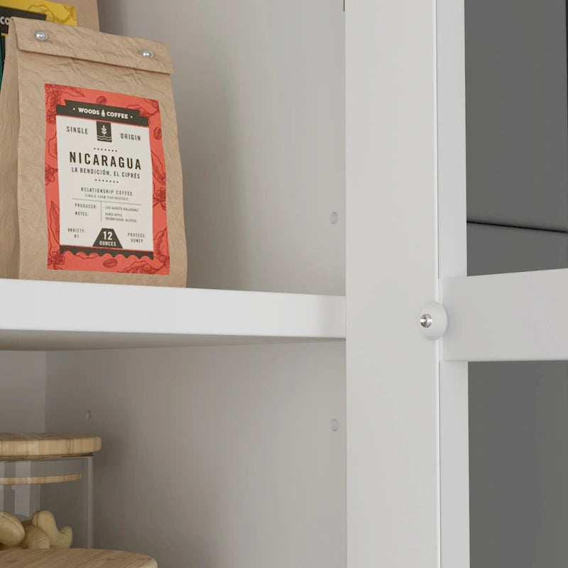 Buffet Cabinet w Hutch Kitchen Pantry Storage Cabinet White Sideboard