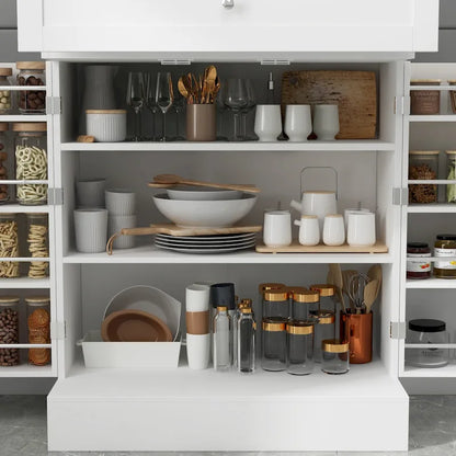 Buffet Cabinet w Hutch Kitchen Pantry Storage Cabinet White Sideboard