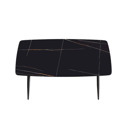 63 Modern Dining TableSintered Stone Tabletop with Black Base