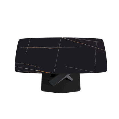 63 Modern Dining TableSintered Stone Tabletop with Black Base