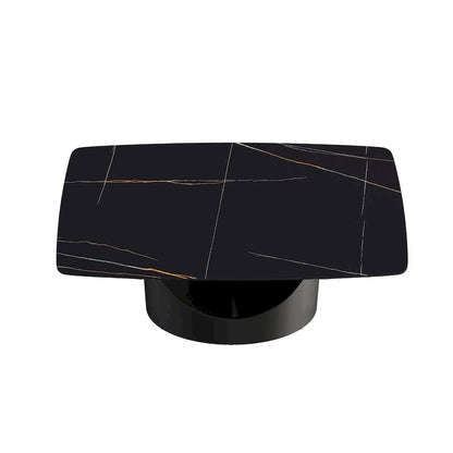 63 Modern Dining TableSintered Stone Tabletop with Black Base