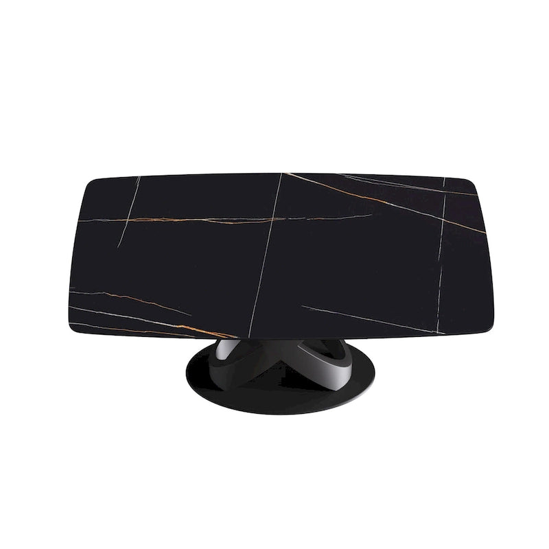 63 Modern Dining TableSintered Stone Tabletop with Black Base