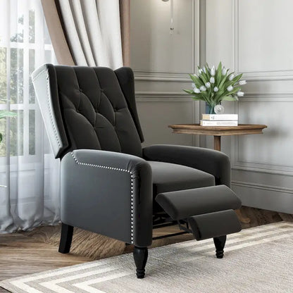 Gracewood Hollow Bea Velvet Wingback Push Back Recliner Chair