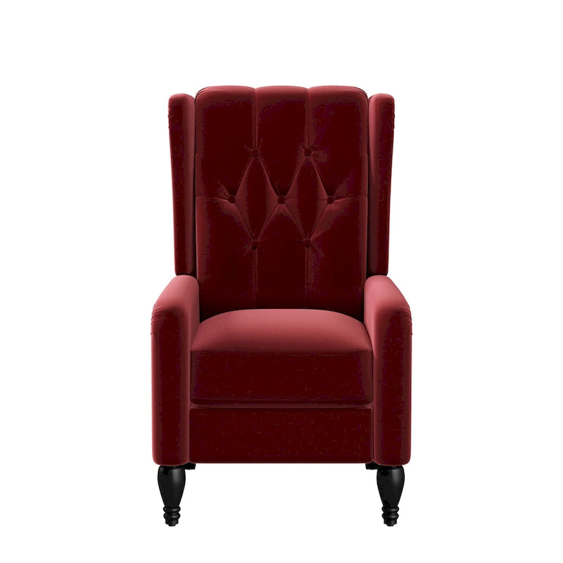 Gracewood Hollow Bea Velvet Wingback Push Back Recliner Chair