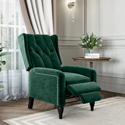 Gracewood Hollow Bea Velvet Wingback Push Back Recliner Chair