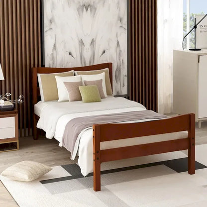Wood Platform Bed with Headboard
