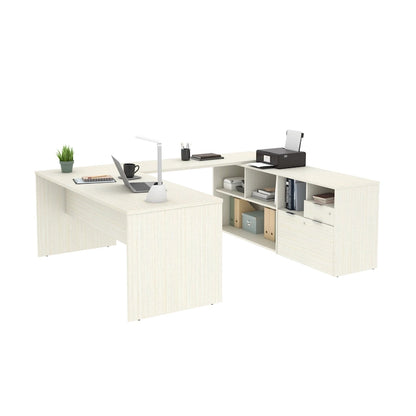 Bestar i3 Plus U-Desk with Two Drawers