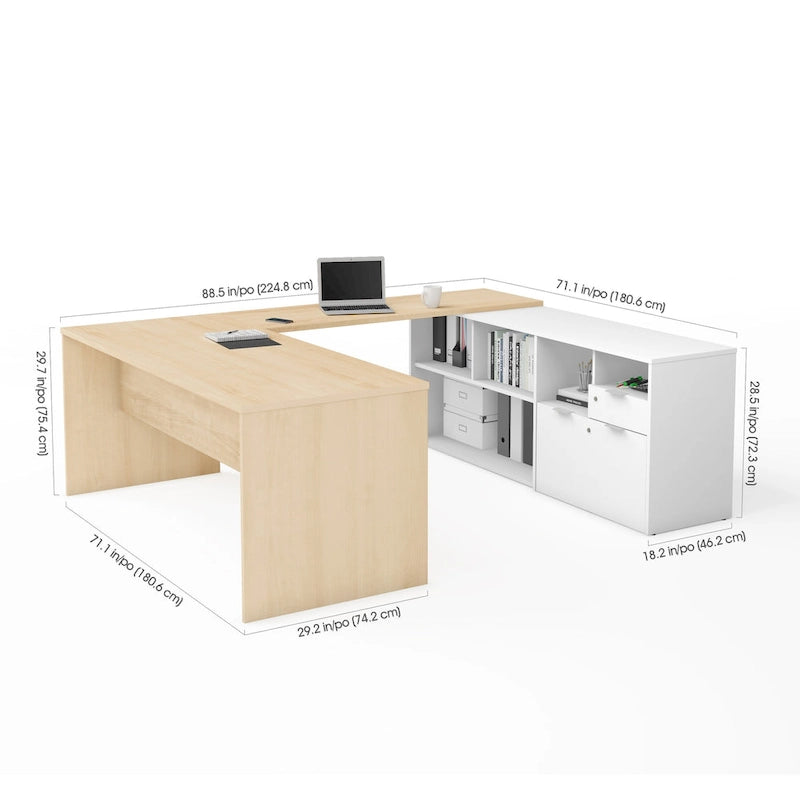 Bestar i3 Plus U-Desk with Two Drawers