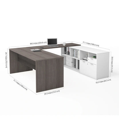 Bestar i3 Plus U-Desk with Two Drawers