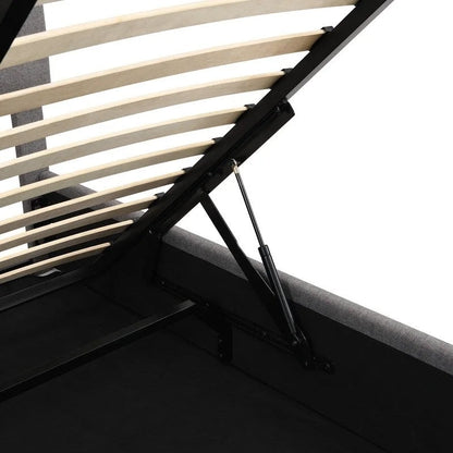 Queen Size Linen Upholstered Platform Bed with Lift Up Storage System