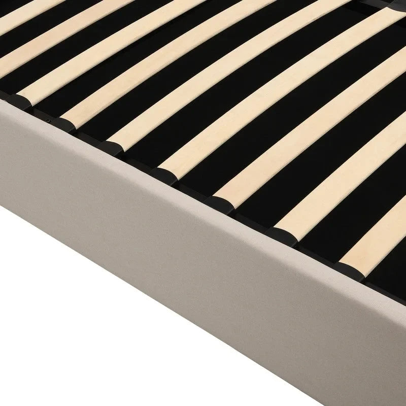 Queen Size Linen Upholstered Platform Bed with Lift Up Storage System