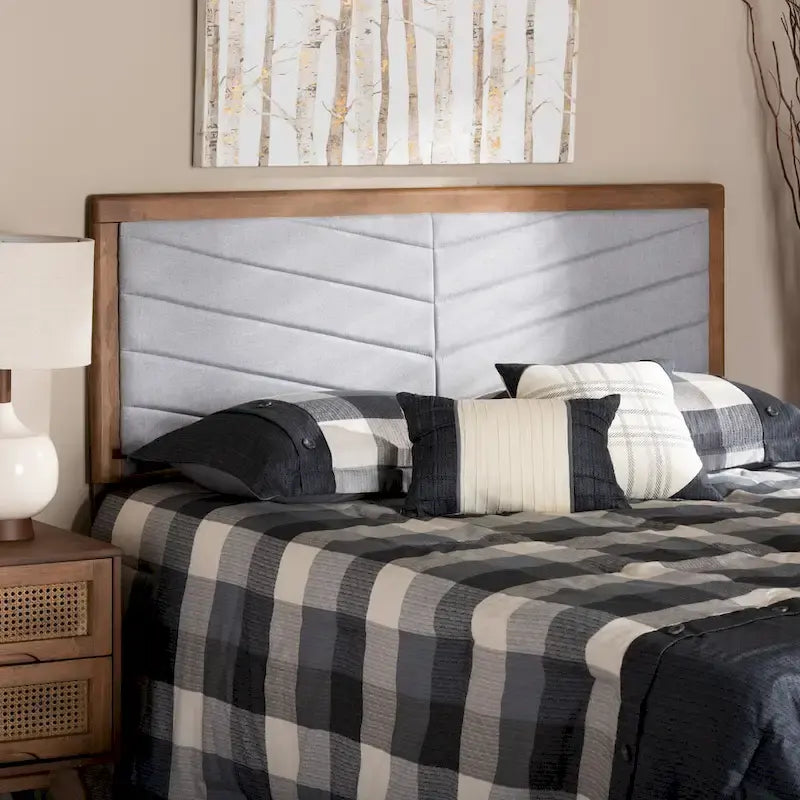 Iden Modern and Contemporary Wood Headboard -Light Grey